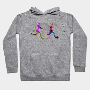 Girl playing soccer football player silhouette Hoodie